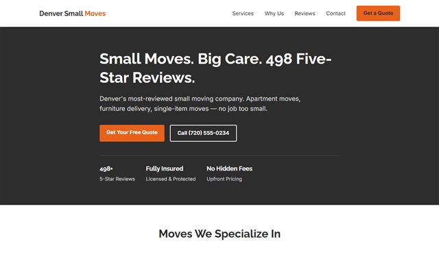 Denver Small Moves website preview