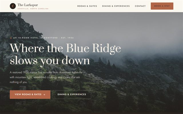 The Larkspur Hotel website preview