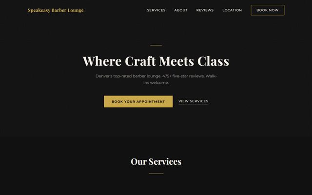 Speakeasy Barber Lounge website preview